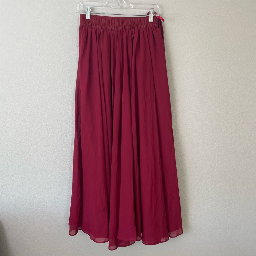 Burgundy Flowy Maxi Skirt - Picture 6 of 7